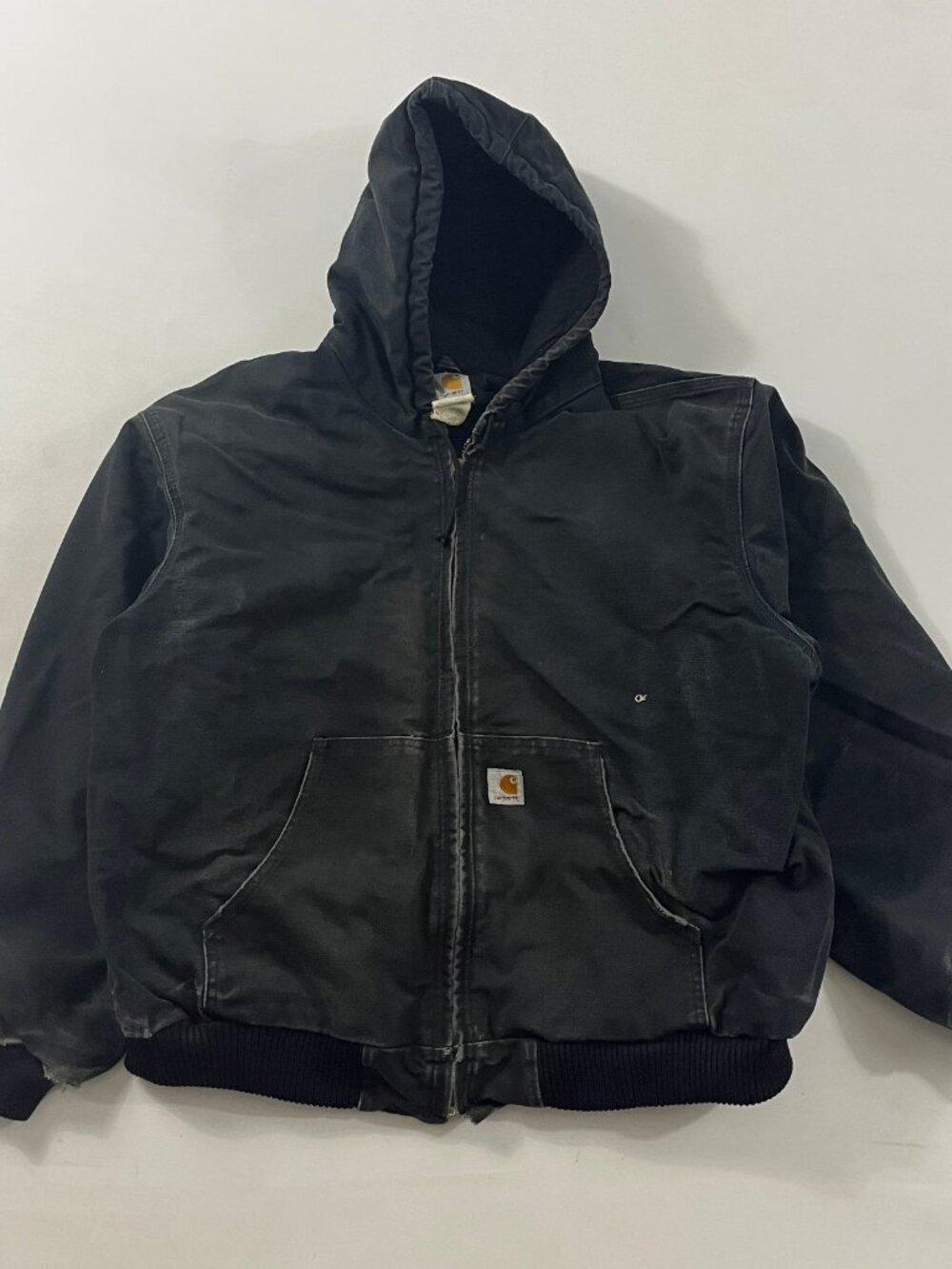 Vintage Carhartt J140 BLK Black Duck Canvas Hooded Active Jacket 2XL